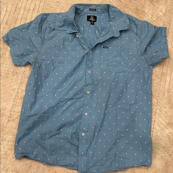 Volcom Light Blue Casual Button Down Shirt - Picture 1 of 2